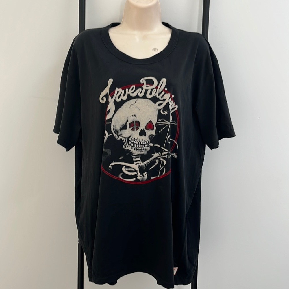 True Religion Smoking Skull Graphic Tee Men's XXXL Black Cotton Short Sleeve T-S